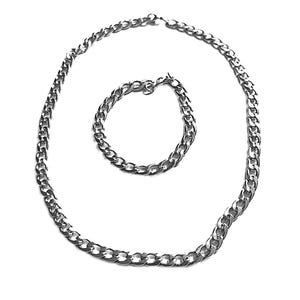 Men necklace and bracelet, Jewelry set for man, Stainless steel Curb Chain, Link Chains Men&#39;s, Cuban Chain, Men gift