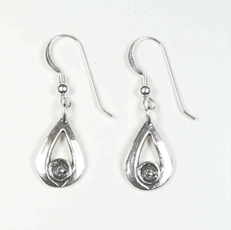 Metallic Silver Teardrop Earrings Hollow Tear Drop Jewelry for Women Silver Dangle Drop Earrings Silver Drops Mom Gift
