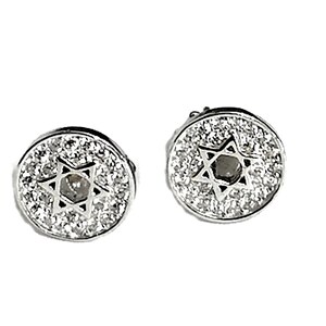 Davidstern Ohrstecker, Sterling Silber Jüdischer Stern Schmuck, weiße CZ runde kleine Ohrstecker, Magen David Kabbalah David Stern, Geschenk für Sie