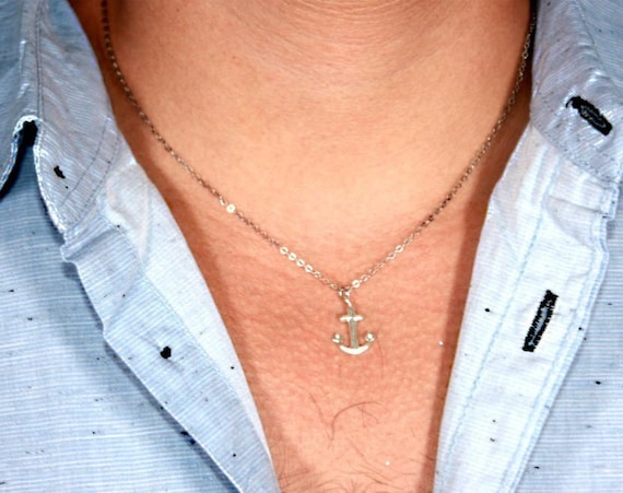 Anchor necklace mens deals