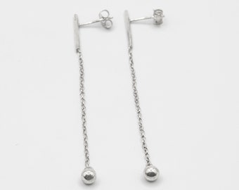 Sterling Silber Lange Ball Threader Ohrringe, Boho Kettenohrringe baumeln lassen