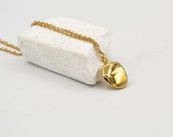 Gold Tropfen Anhänger Halskette, Minimal Halskette, Medaillon Schmuck