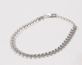 Silber Boho Chevron Fußkettchen, Minimal Sommer Schmuck