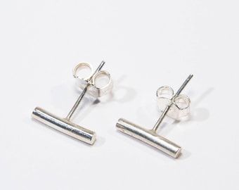 Silber Minimalist Bar Ohrstecker, kleine quadratische Schmuck