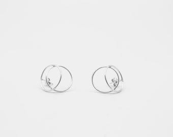 Sterling Silber Doppel Creolen: Minimalistische moderne Kreise