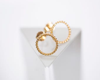Goldene Kreis Ohrstecker: 925 Sterling Silber, Twist Rope Design