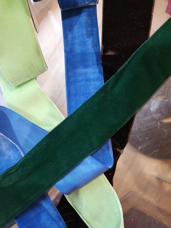 Velvet Ribbon 2 Inch Wide Green Brown Blue 