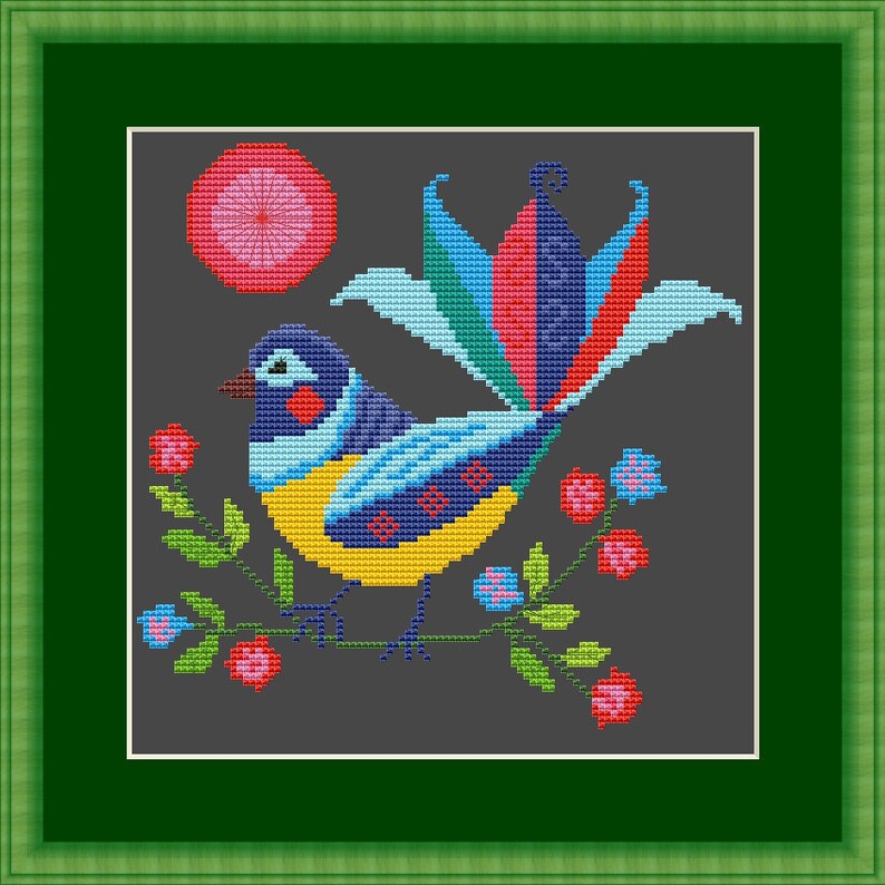 Colorful Bird Cross Stitch Pattern PDF Instant Download Etsy