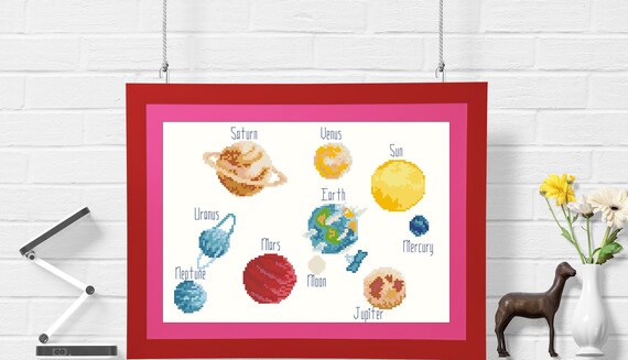 Space Cross Stitch Pattern Pdf Modern Solar System Pattern Printable Pattern Instant Download