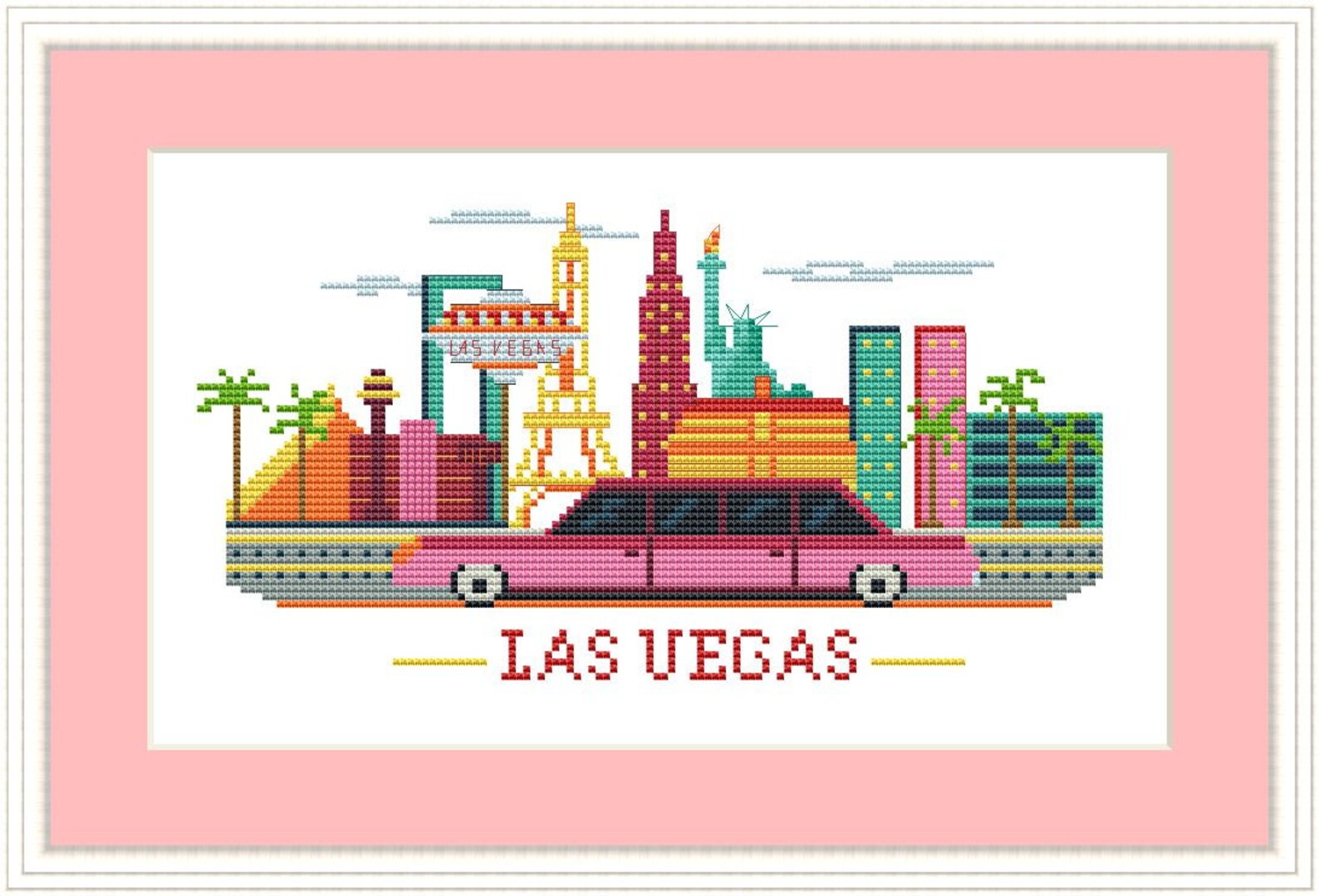Las Vegas Cross Stitch Modern Pattern PDF Funny Printable Etsy