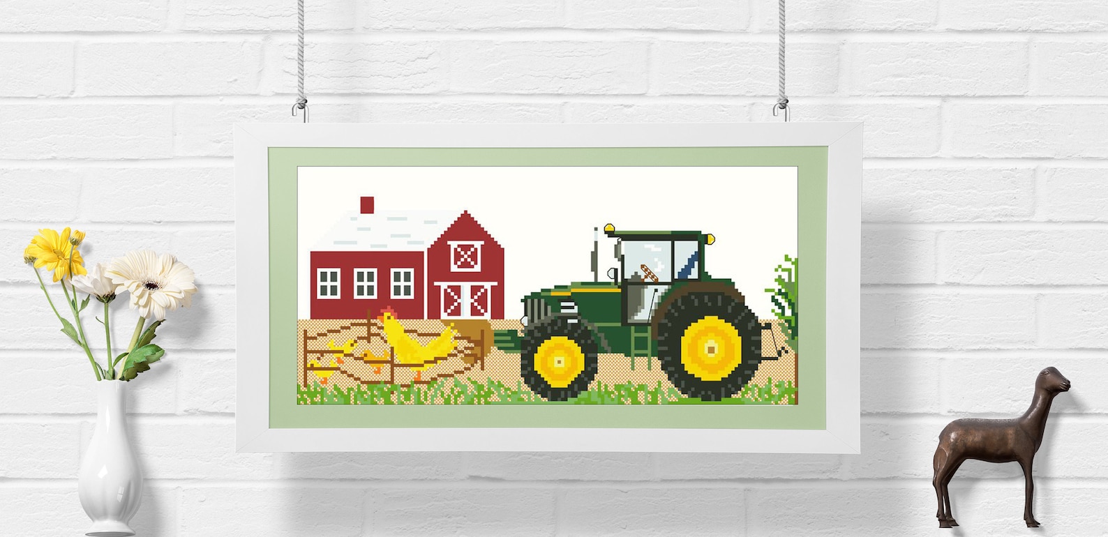 Tractor and Barn Counted Cross Stitch Pattern PDF Farm Etsy