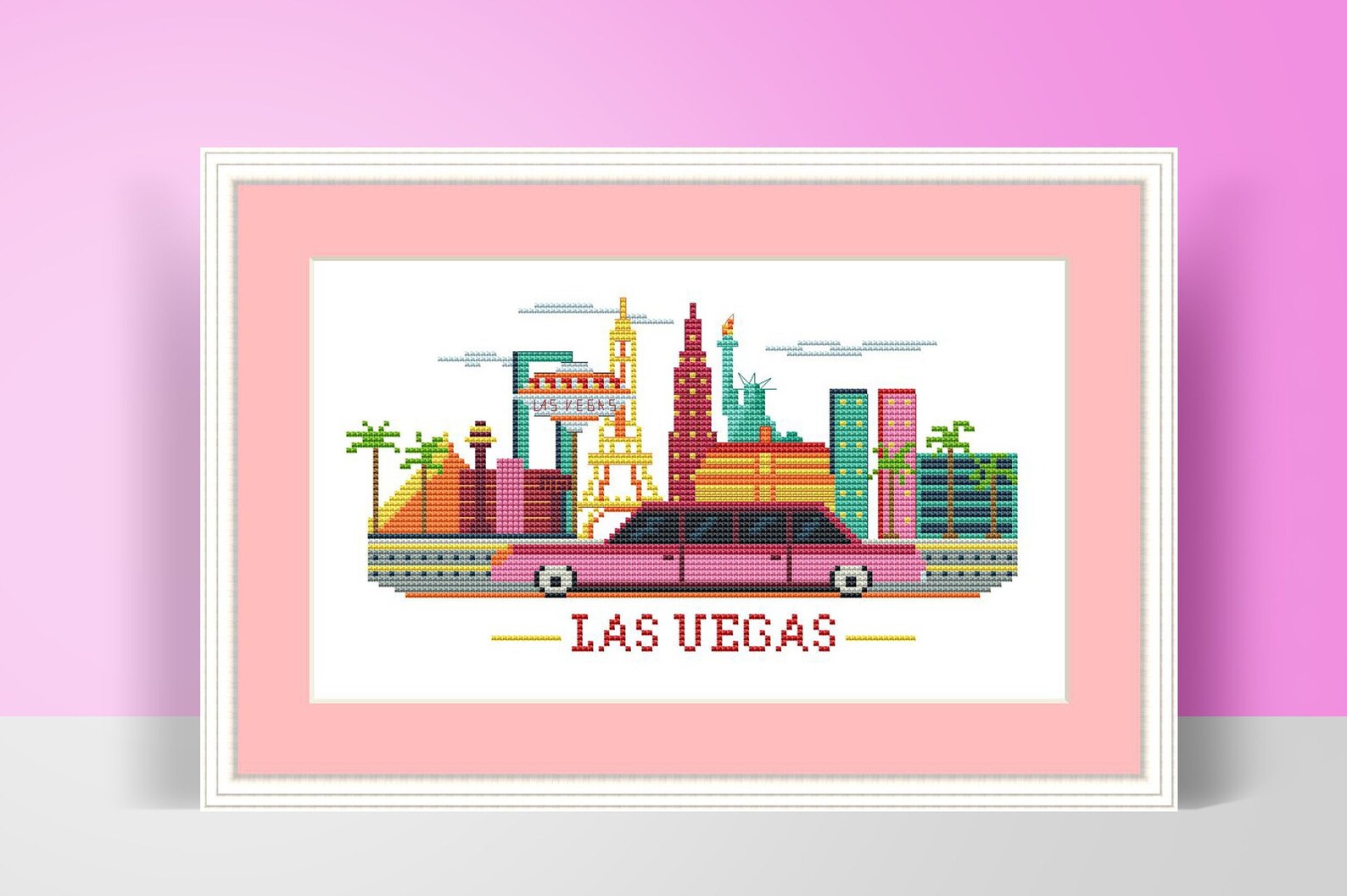Las Vegas Cross Stitch Modern Pattern PDF Funny Printable Etsy