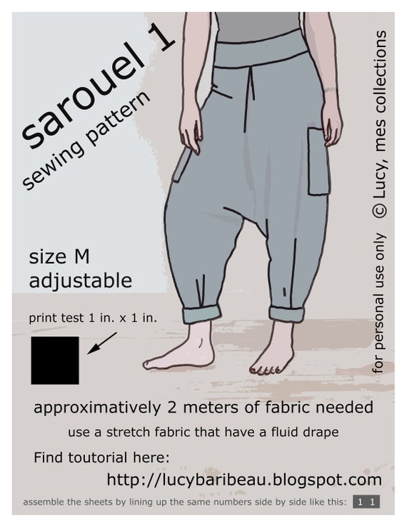 PDF Sewing Pattern Sarouel Yoga Pants 1 Etsy