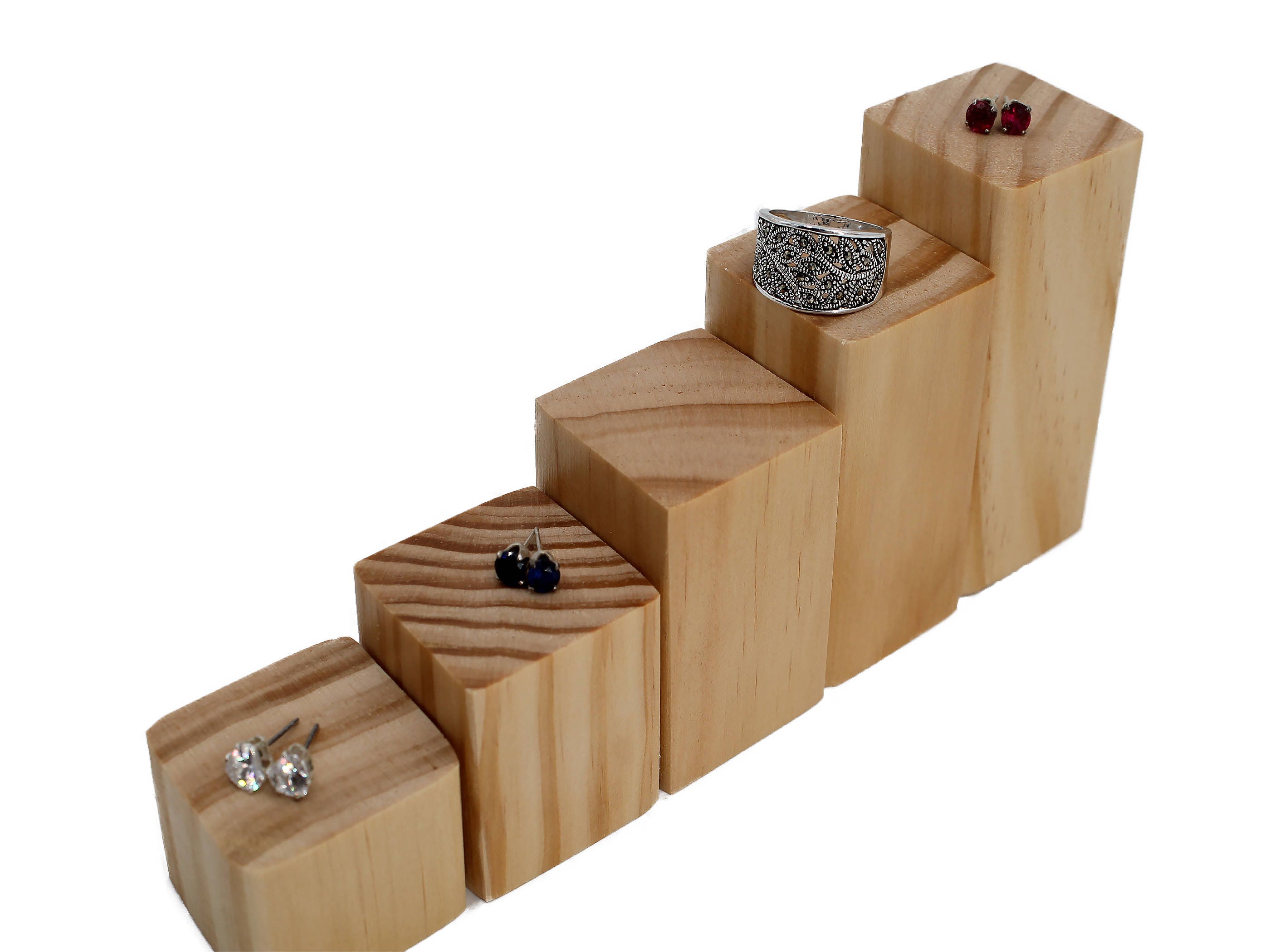Ring Display Riser  Solid Wood Jewelry Display Mini Wooden Riser  Step Riser  Cuff Link Stand  Tie Clip Display  10 Color Option
