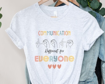 Maglietta arcobaleno ASL per la consapevolezza dei sordi, maglietta unisex, maglietta con linguaggio dei segni, abbigliamento ASL, maglietta con grafica arcobaleno, maglietta con linguaggio dei segni, maglietta con inclusione