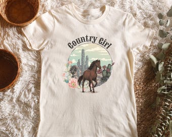 Camiseta de caballo occidental para niñas, camiseta de manga corta con gráfico de caballo vintage para jóvenes, regalo para amantes de los caballos y los ponis, camiseta ecuestre occidental para niños