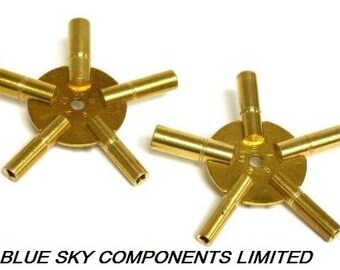 CLOCK WINDING KEYS brass spider odd/even pair all sizes key wind old clocks