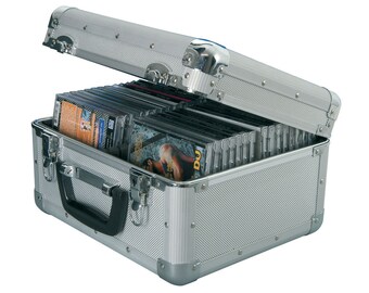 Aluminium CD Storage Box Flight Case for 40 CDs Lockable Detachable Lid 127.064