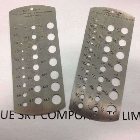 Set of 2 Drill Gauges Stainless Steel Metric & Imperial Drill Etsy