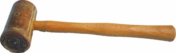 Jewellers Raw Hide Leather Hammer Large 50mm Head Wooden Handle Jewellers Mallet