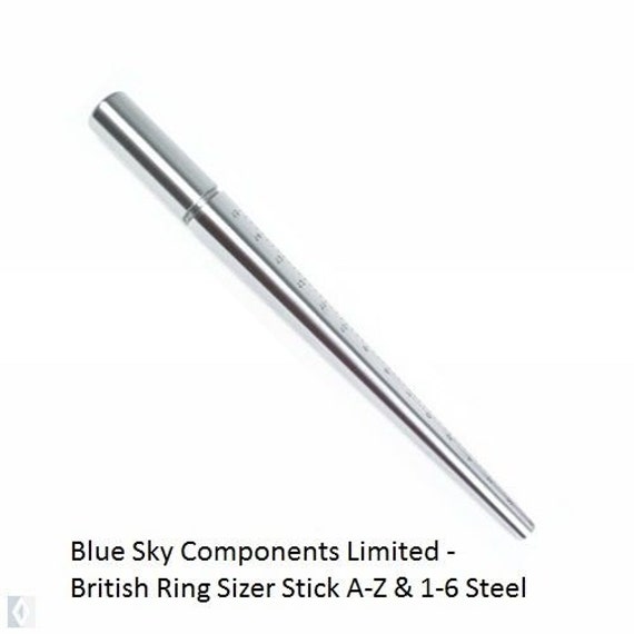 Solid Steel Ring Sizer Stick Mandrel Engraved UK Sizes A-Z & 1-6 Incl 1/2  Sizes 