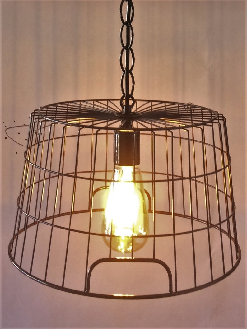 Wire Basket Chandelier Etsy