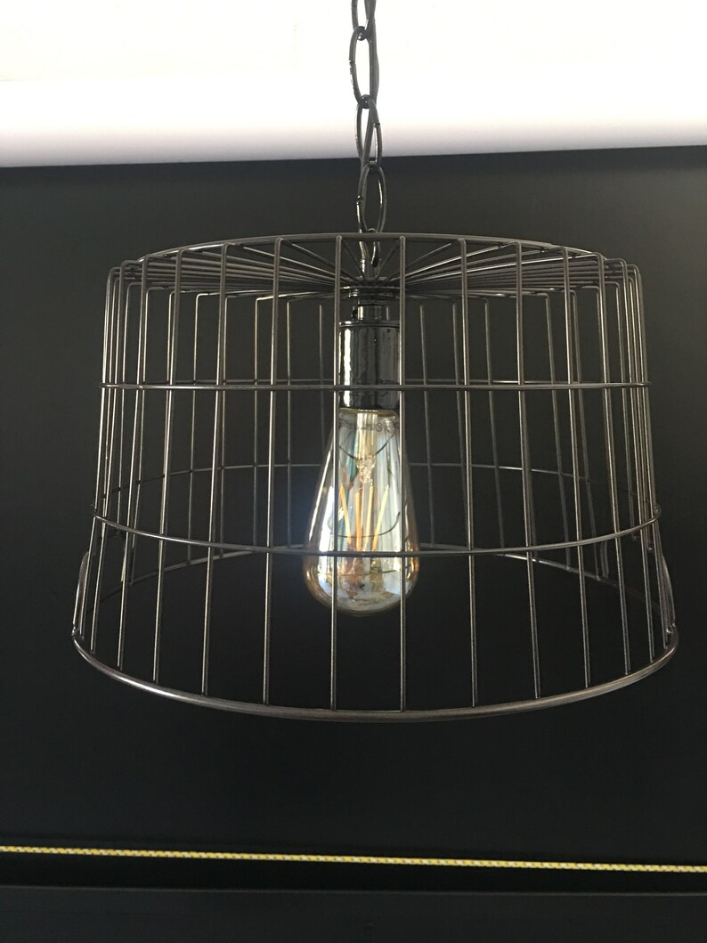 Wire Basket Chandelier Etsy