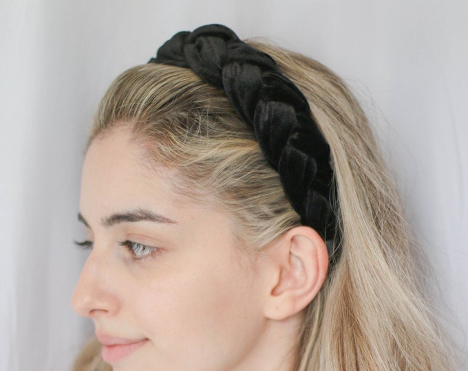 Black Velvet Braid Hairband Padded Velvet Headband Matador Etsy