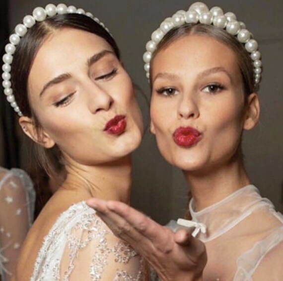 Bridal Pearl Headband, Large Pearl 