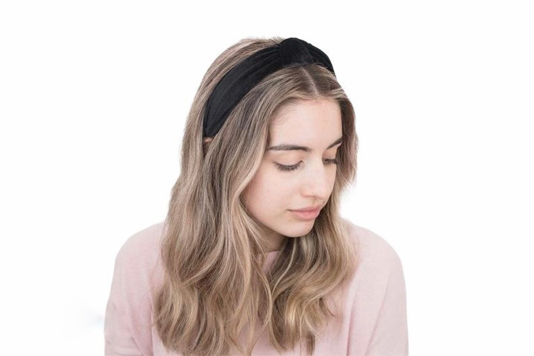Black Velvet Headband Velvet Black Headband Top Knot Etsy