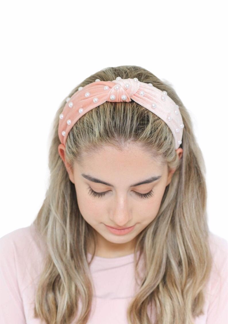 Pearl Headband Blush Pink Headband Large Pearl Headband Etsy