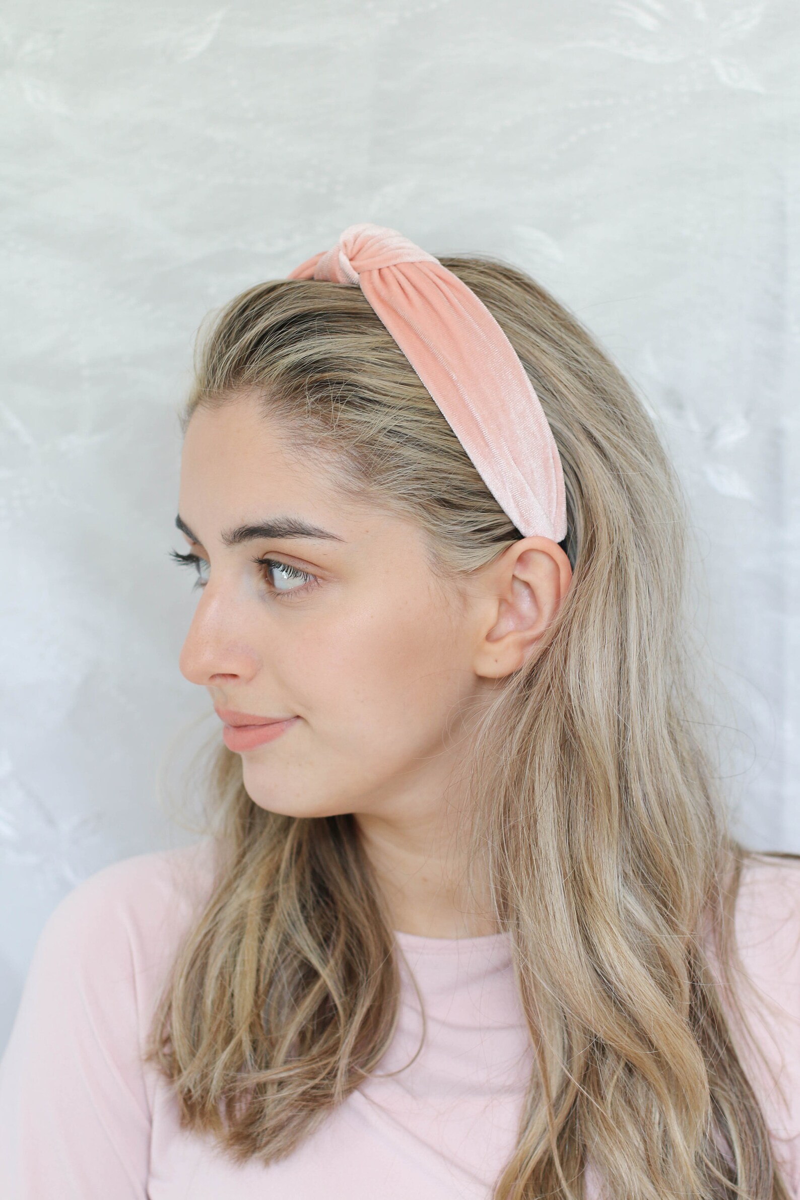 Blush Pink Velvet Headband Velvet Headband Velvet Top Knot Etsy