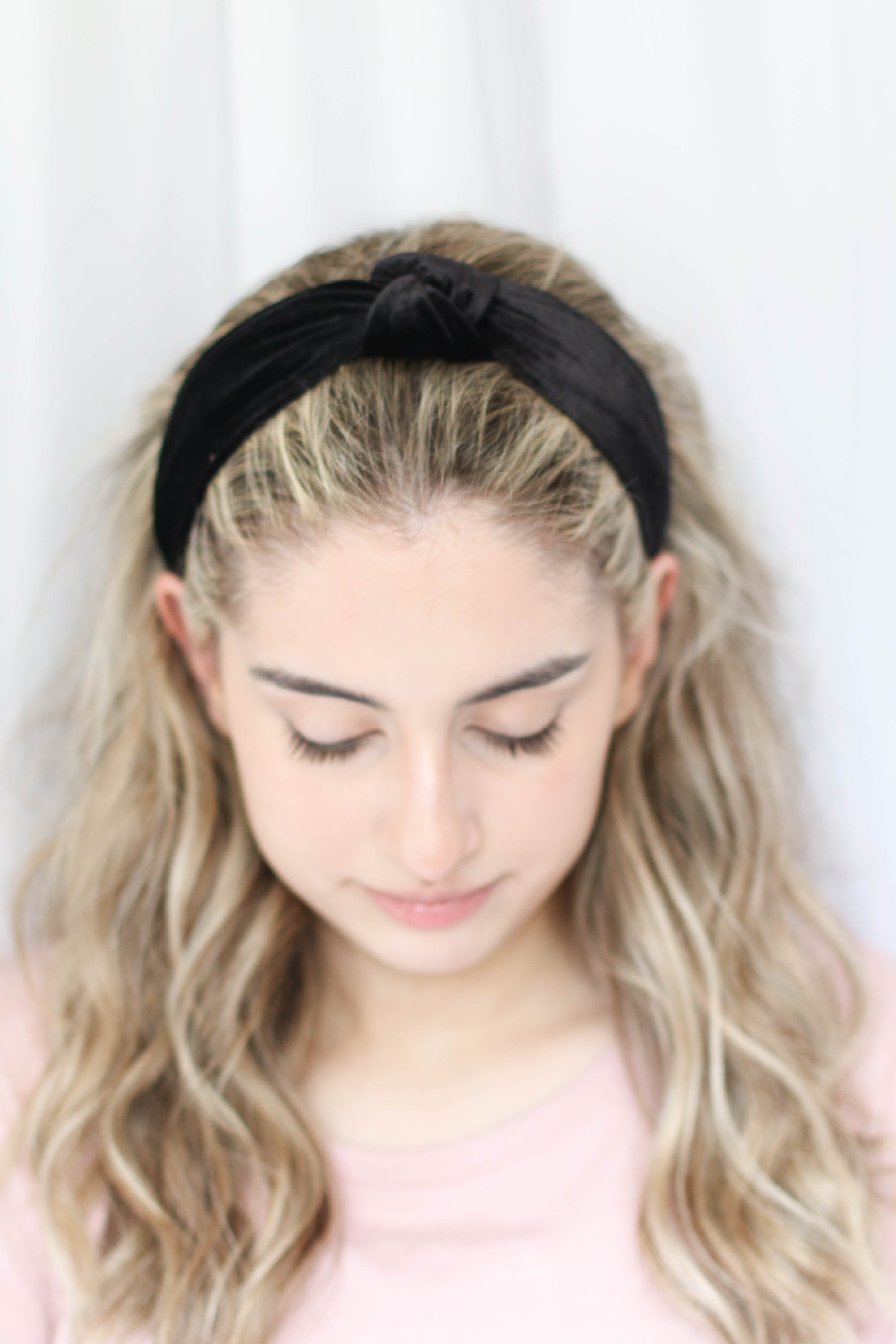 Black Velvet Headband Velvet Black Headband Top Knot Etsy