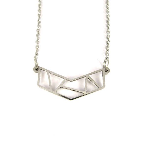 Collier géométrique en acier inoxydable | Chevron à motifs