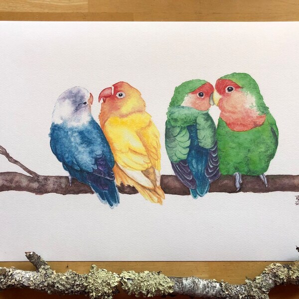 Lovebirds Wall Art Etsy