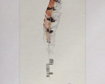 Hope:  Barn Owl Feather with Ogham Writing - Dóchas - Gaelic - Celtic - Fine Art Print