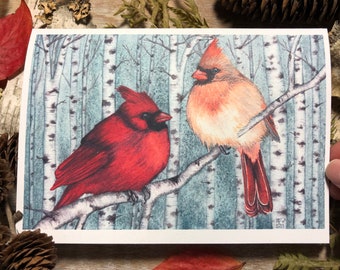 Winter Cardinals Holiday Cards - Set of 6 - Cardinal Christmas Cards