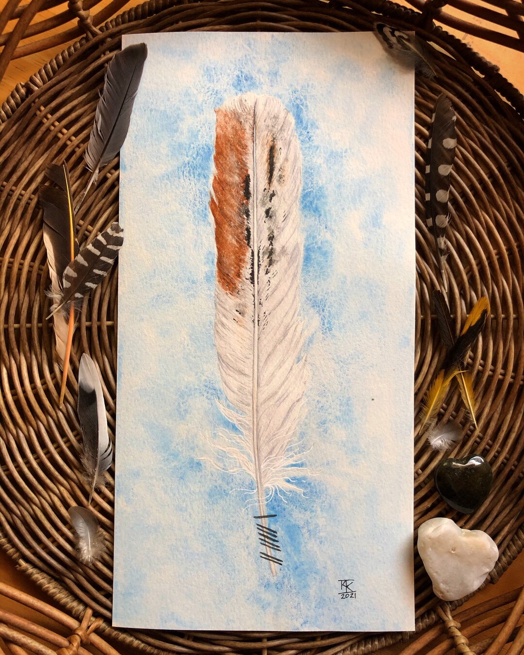 Love Large Feather With Ogham Writing Grá Gaelic Celtic Etsy