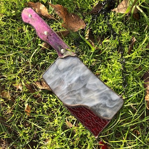 Bloody Knife Stained Glass Suncatcher, Horror Decor, Halloween Window Hanging, Gothic Gift for Horror Fans