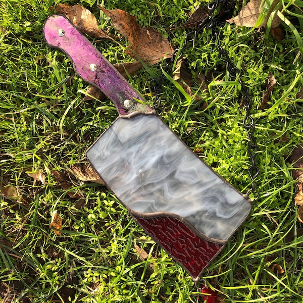 Bloody Knife Stained Glass Suncatcher Gift for Horror Fans