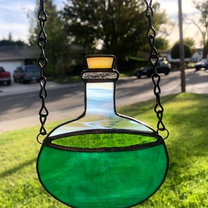 Stained Glass Potion Bottle Slime Green Witch