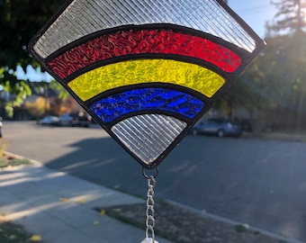 Rainbow Stained Glass Suncatcher Pride LGBT Window Hanging