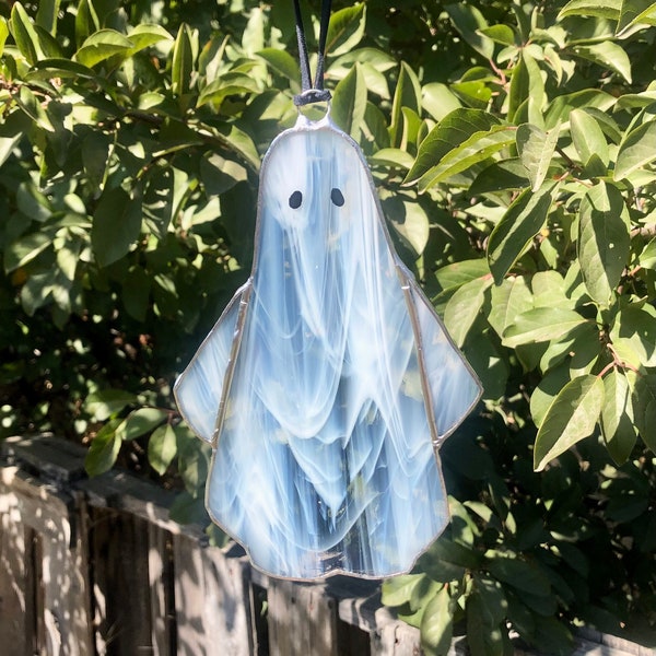 Halloween Ghost Stained Glass Suncatcher Handmade Art Gift Spooky Scary