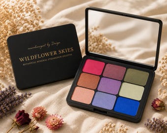 Paleta cieni do powiek Wildflower Skies Botanical Eyeshadow Palette | Naturalny makijaż mineralny na bazie roślin, 9 palet