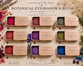 Mineralny cień do powiek Wildflower Skies Botanical | Organiczny sypki cień do powiek | Naturalny makijaż na bazie roślin | Ręcznie robiony wegański pigment