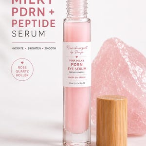 Sérum peptidique rose laiteux PDRN pour les yeux Rouleau de quartz rose hydratant éclaircissant sous le traitement des yeux image 1