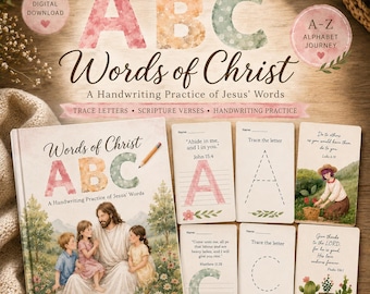 Christian ABC Workbook | Scripture Handwriting Practice for Kids (Digital Download)