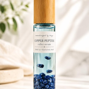Copper Peptide Roller Serum with Hyaluronic Acid, Blue Sodalite Infused Skincare image 1