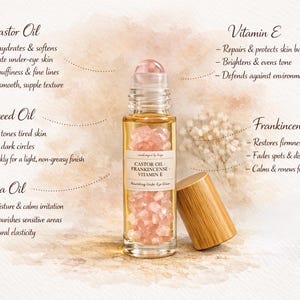 Rose Quartz Under Eye Roller | Castor Oil Frankincense Serum for Puffiness, Dark Circles image 3