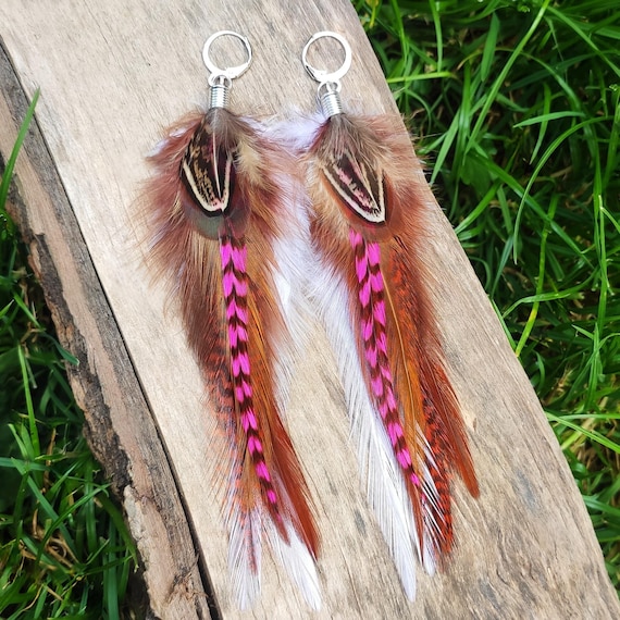 Feather Earrings, Long Real Feathers, Funky Jewelry, Quirky Boho
